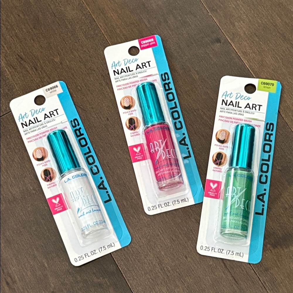 L.A. COLORS Art Deco Nail Art Lacquer, Polish, DIY Manicure Beauty Rainbow Salon